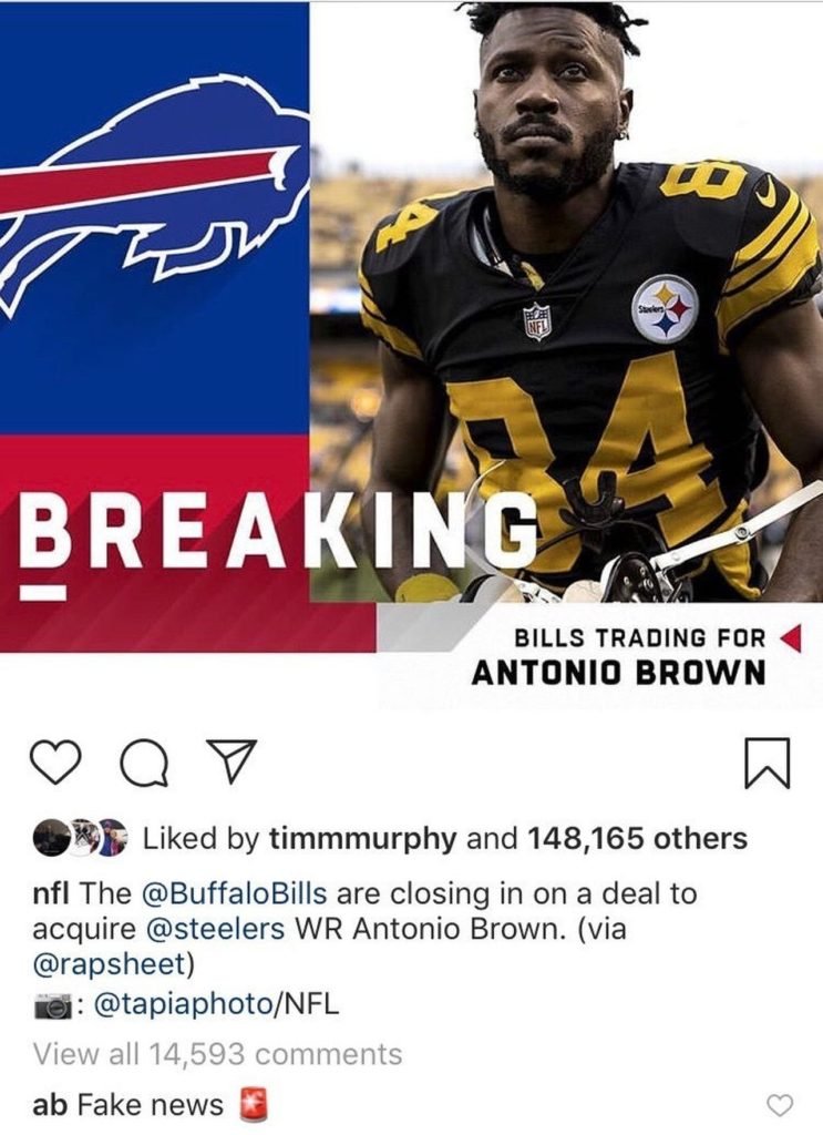 Tweet Antonio Brown a los Buffalo Bills.